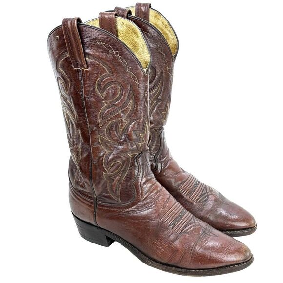 Dan Post Brown Leather Cowboy Western Boots DP2111R Men's 11D - Picture 1 of 16
